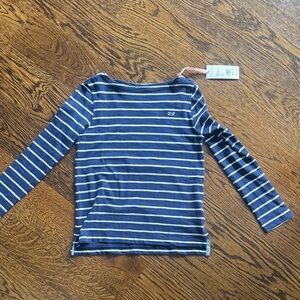 Vineyard Vines Navy and White Striped Long Sleeve Tee